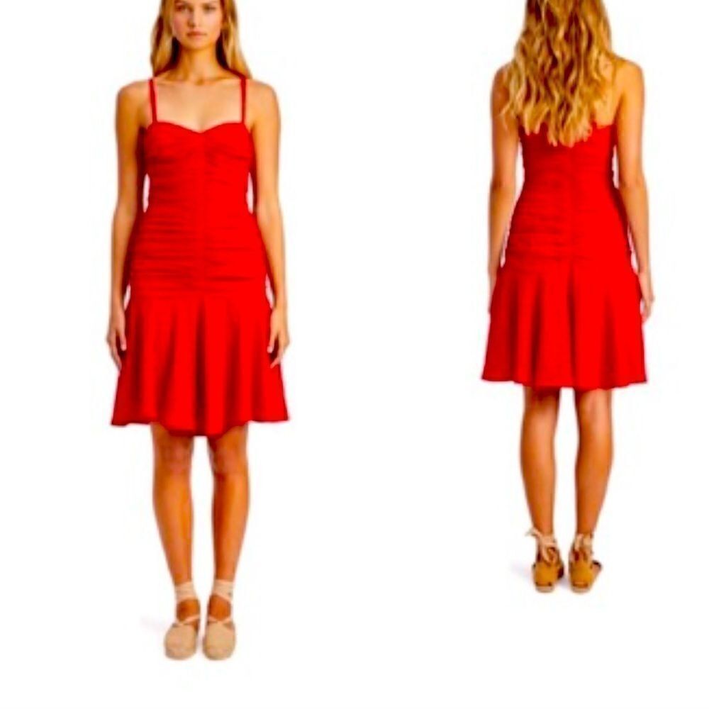JILL JILL STUART  Ruched Eyelet Red Dress.Sz10